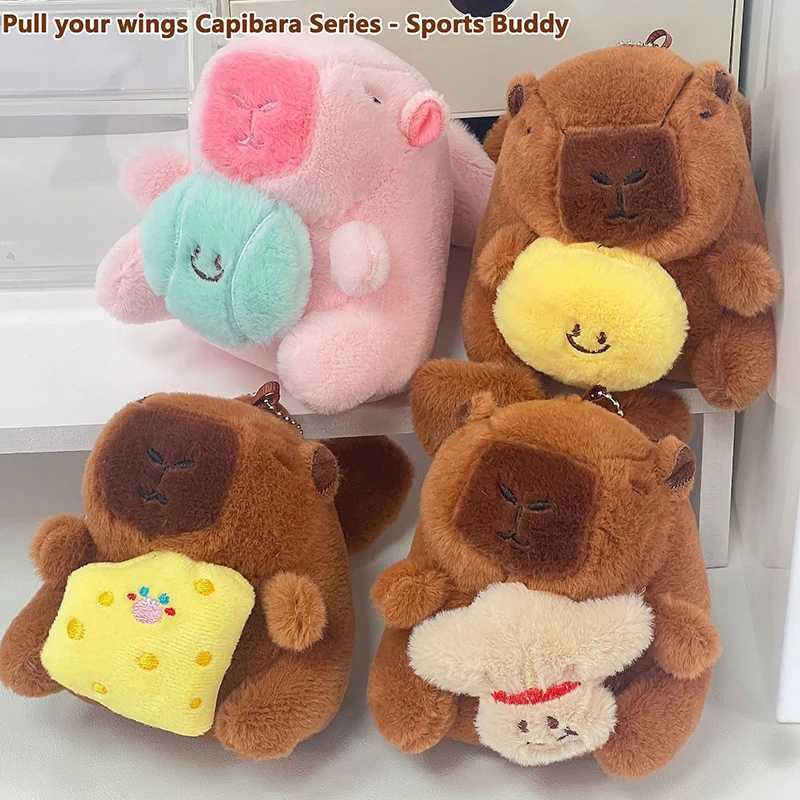 Cartoon Plush Badminton Tennis Cybara Keychain Fluffy Cute Creative Soft Fill Doll Pendant Backpack Decoration AccessoriesXJ250409