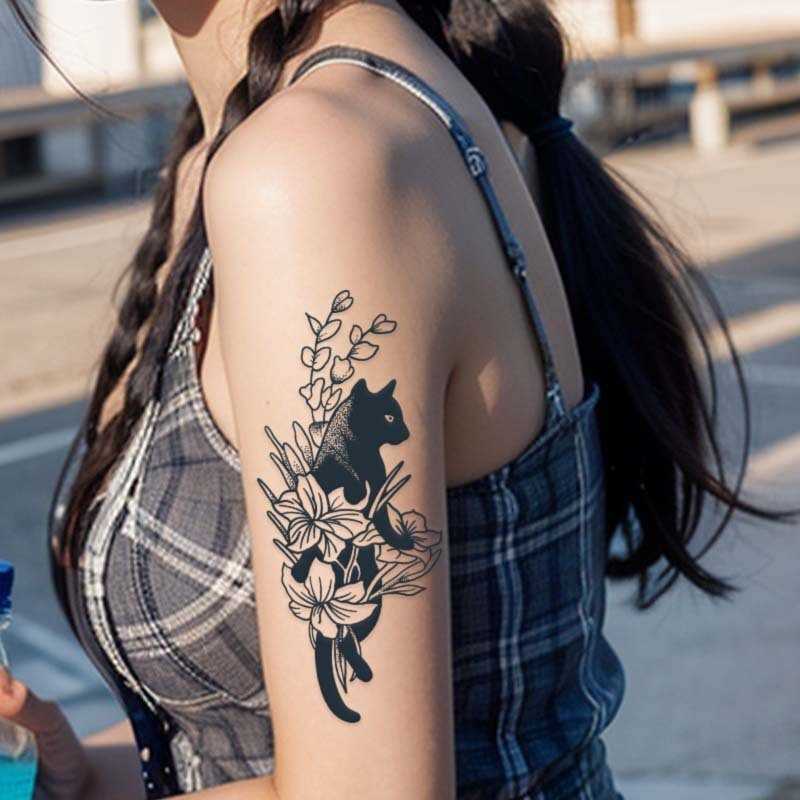 Kitten Fresh Herbal Juice Tattoo for women waterproof long-lasting non-reflective imitation tattoo semi-permanent pattern new