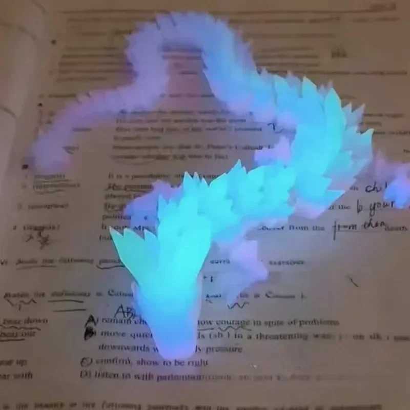 3D Printed Gemstone Dragon Shines in the Dark Rotating Carving Dragon Crystal Character Action Toy Desktop Decoration Birthday Gift X250409