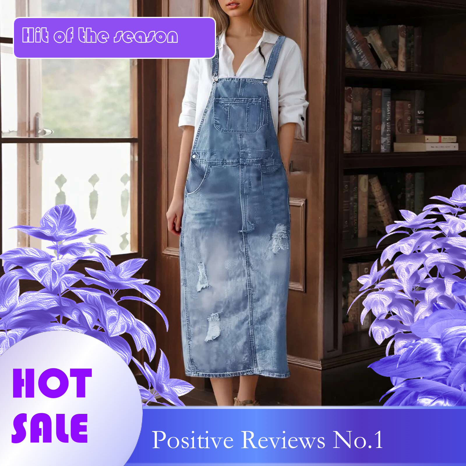 Dongdumaoyi Women Strappy Denim Skirt Pockets Straight Splice Dresses A Line Midi Waist Hole Dress Casual Solid Summer Long Skirts