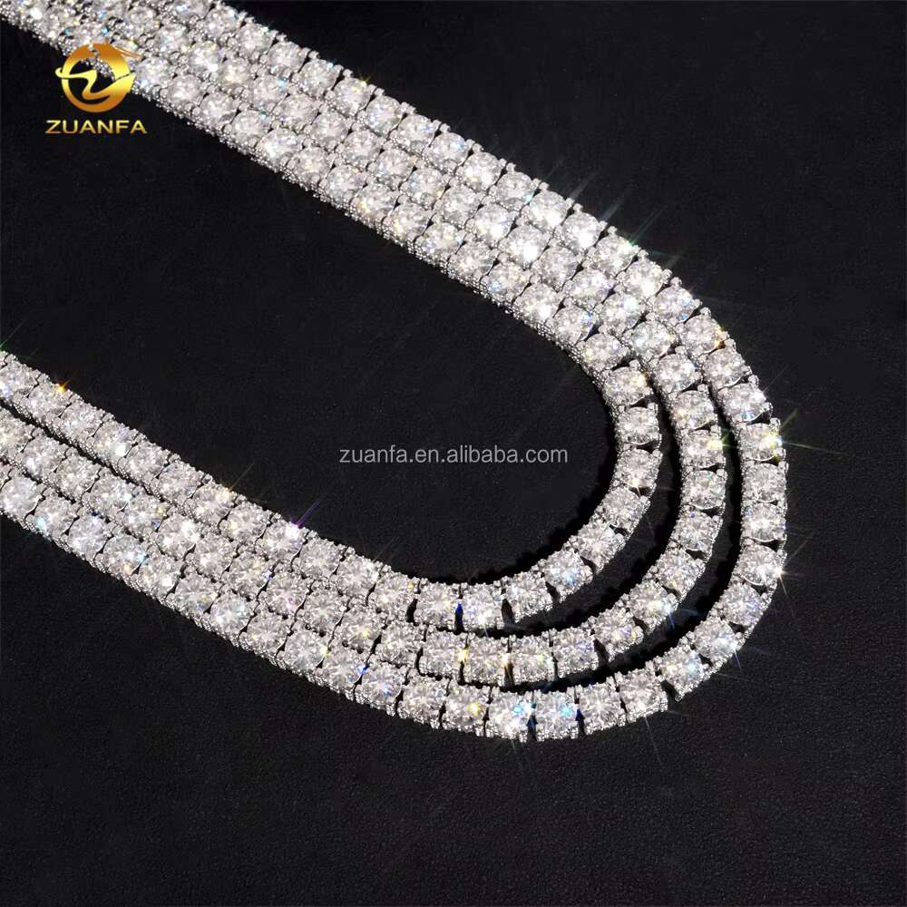 Bulk Stock New Arrivals Hot Selling Iced Out Hip Hop 925 Silver VVS1 5mm 6.5mm Moissanite Diamond Cluster Tennis Chain Bracelet