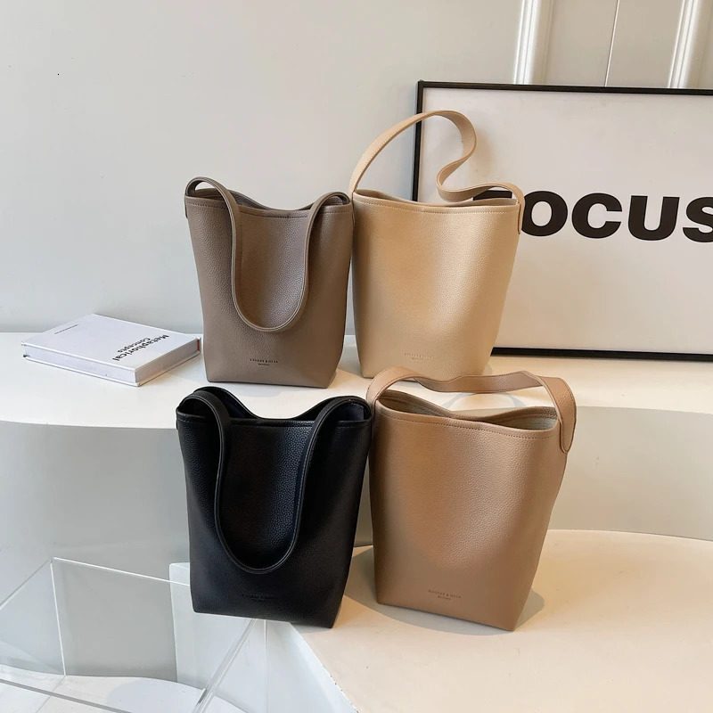 Simple Fashion Solid Bucket Shoulder Bags Large Capacity Versatile Sense of Handbags for Women High Quality Classic 250408