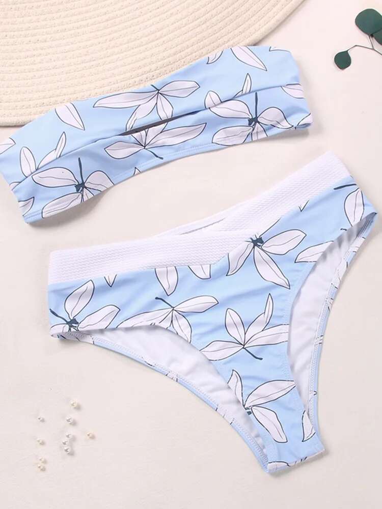 Miyouj Ruffle ral Bikini Solid Swimsuit Lace Up Biquinis Feminino New Print Swimwear Women Bathing Suit String Bikinis Set