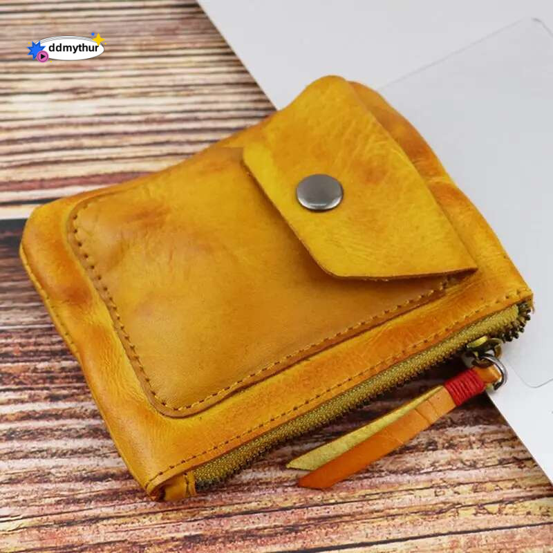 Genuine Leather Coin Purse Vintage Mini Zipper Wallets Case Storage Bag Card Holder Pocket for Men Women ddmythur