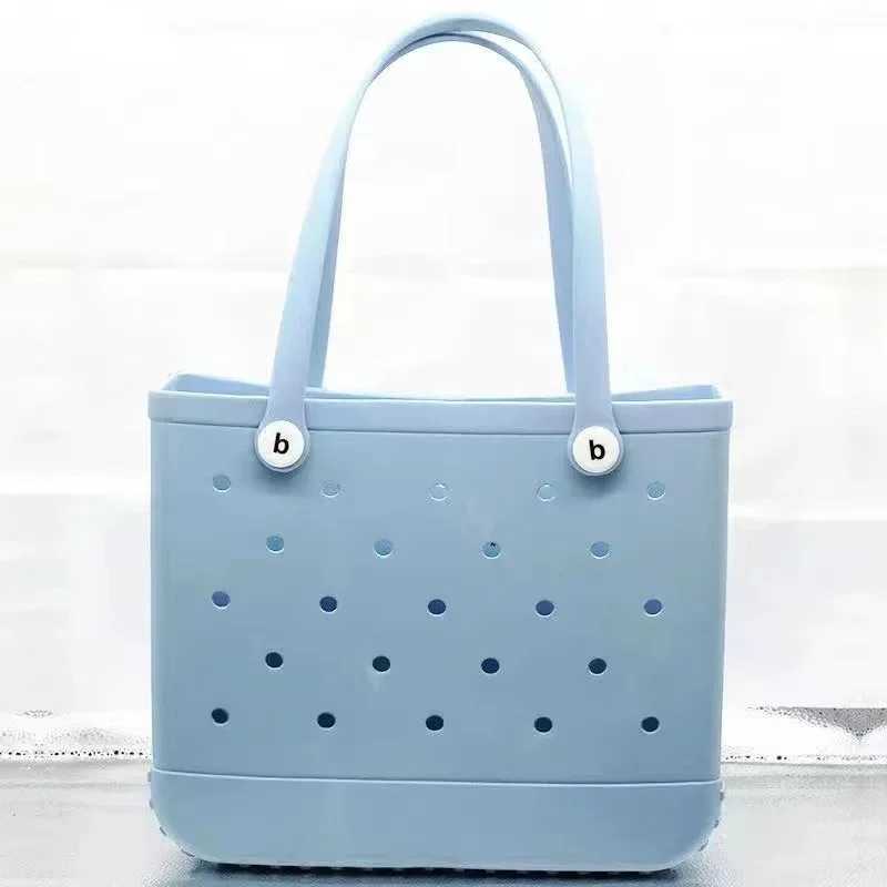 Extra Large Boggs Beach Bag Summer Travel EVA Beach Basket Womens Picnic Handbag Hole Waterproof Handwashing Bag Shoulder BagT2504092