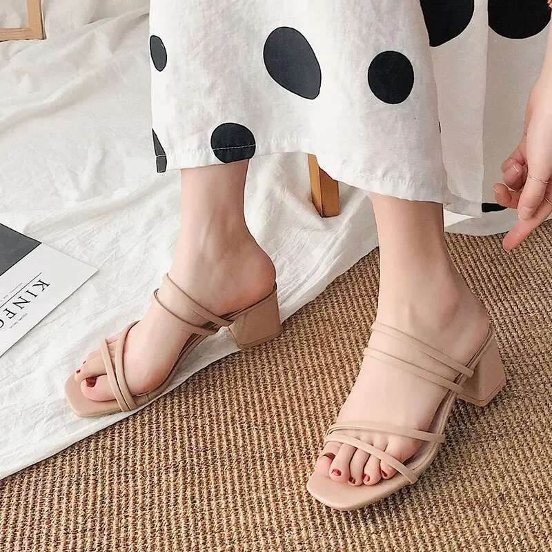 Women High Sandals Summer Casual Female Shoes Woman Square Heel Open Toe Ankle Strap Ladies Sandalias Wedge Shoe 2022 New
