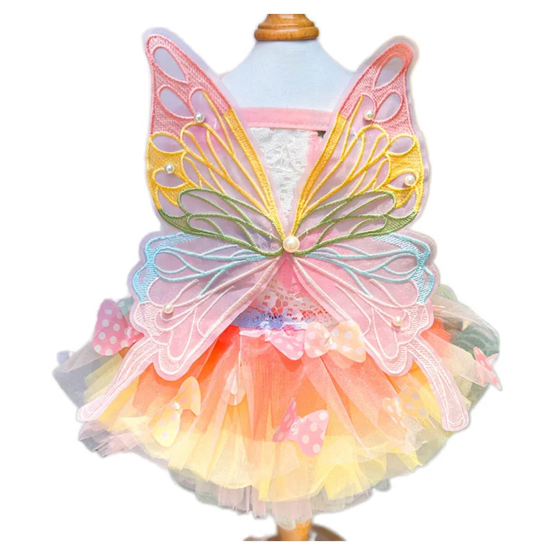 Dog Fairy Butterfly Dress Cat Princess Dress corgi Princess Rainbow Butterfly Pompadou Mini Dog Teddy 250409