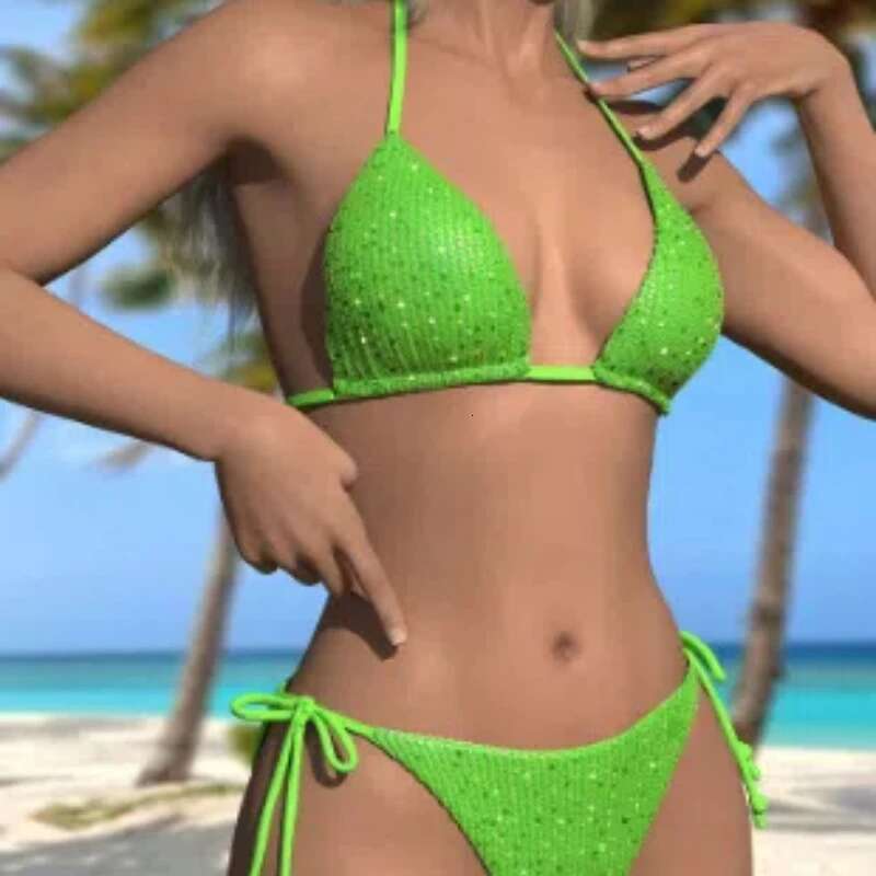 New Sequin Divided System with Swimsuit Triangle Women's Multi-color Bikini
