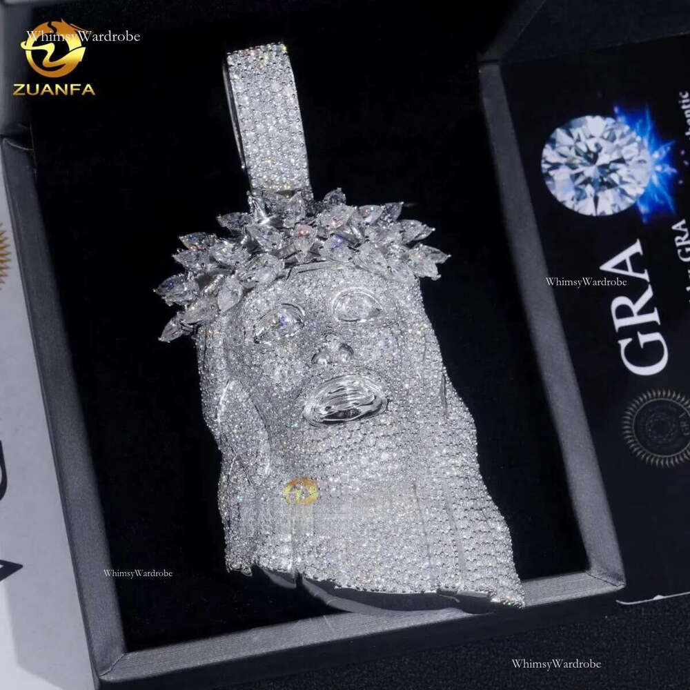 Exquisite Big Piece 3D Jesus Pendant Moissanite Pendants Iced Out Dias custom moissanite pendant Religious Jewelry
