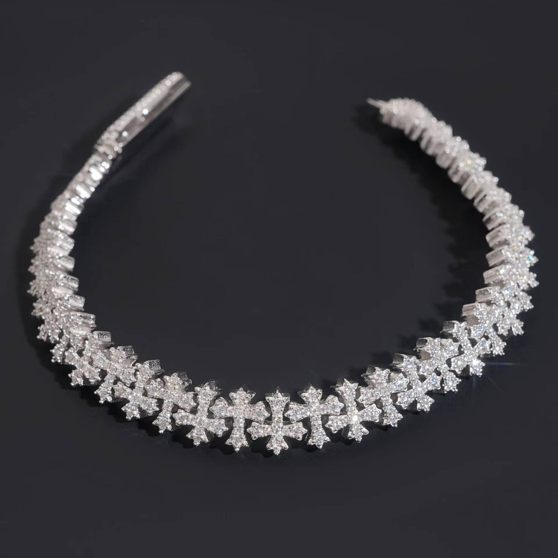 Custom 925 Sterling Silver Pass Diamond Test VVS Moissanite Iced Out Cross Hip Hop Chain Link Bracelet Fine Jewelry Men Women