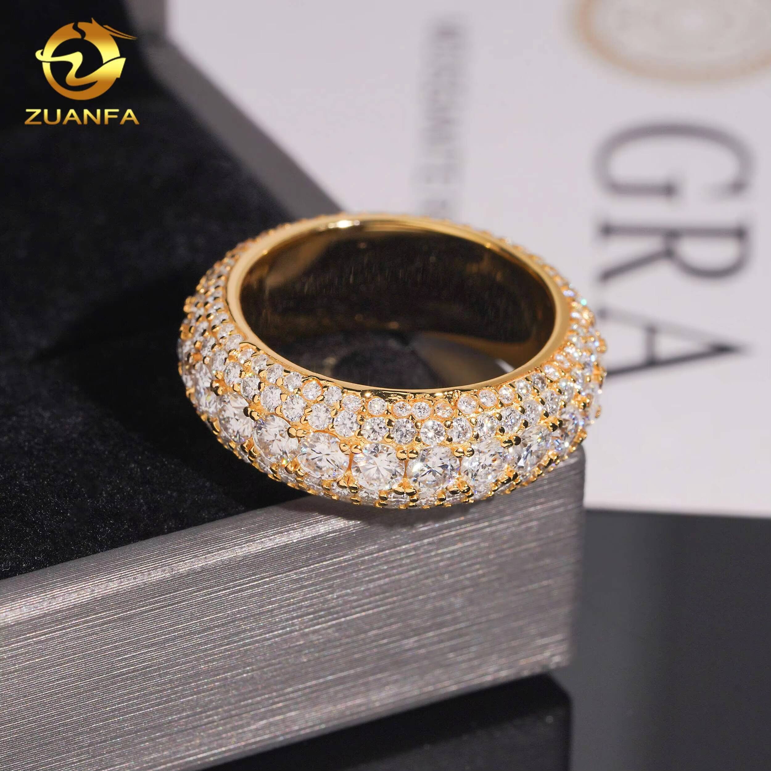 Bubble Full Band Ring 5 Row Eternity Ring GRA 925 Solid Silver Moissanite Ring Iced Out Men Diamond Ring Iced Out Jewelry