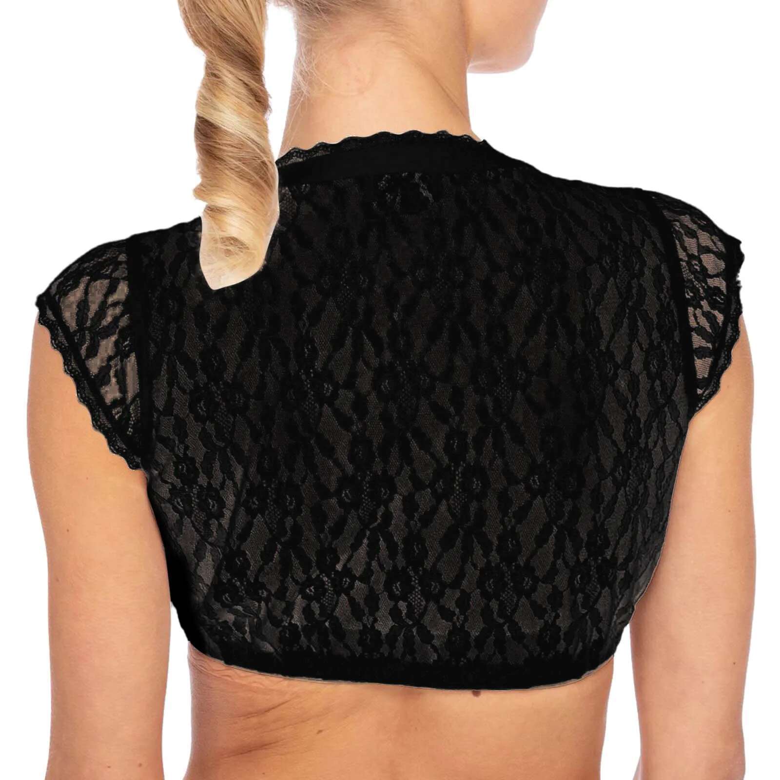Dongdumaoyi Plus Size Women S Elegant Lace Dirndl Blouse See Through Sexy Hollow Out Shirts Tops And Blouses For Oktoberfest Wrap Crop Top Women S Tig