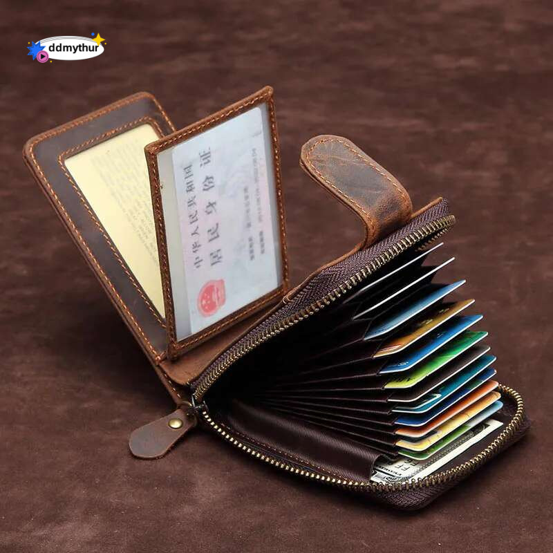Luufan Men Genuine Leather Purse For Cards Case Short Wallet Hasp Credit ID Bank Card Holder Women Cardholder ddmythur