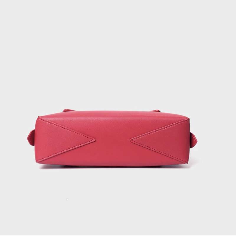Modern-Style Fashion Red Long Handle Tote Small Leisure Split Cow Leather Handbag Women Underarm Shoulder Bag