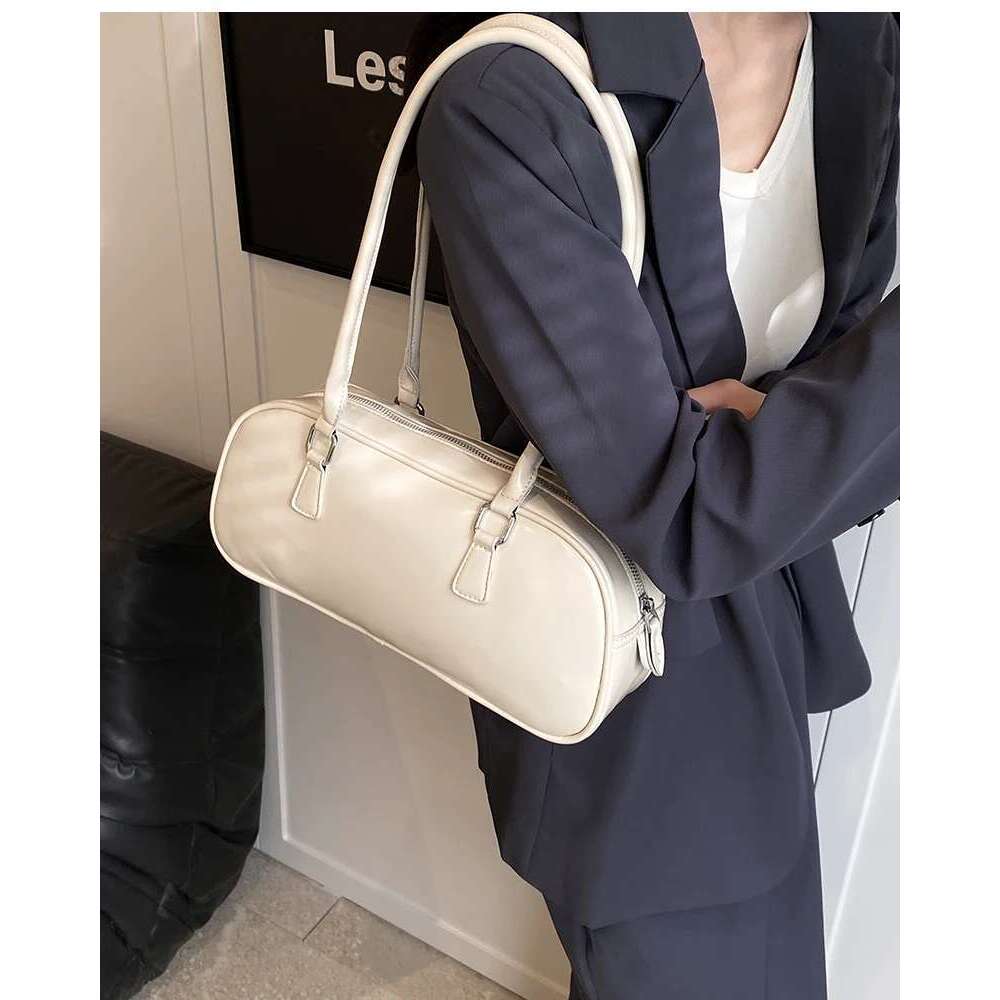 Solid Color PU Leather Underarm Bags For Women 2024 Spring Korean Fashion Retro Simple Shoulder Bag Lady Handbags And Purses