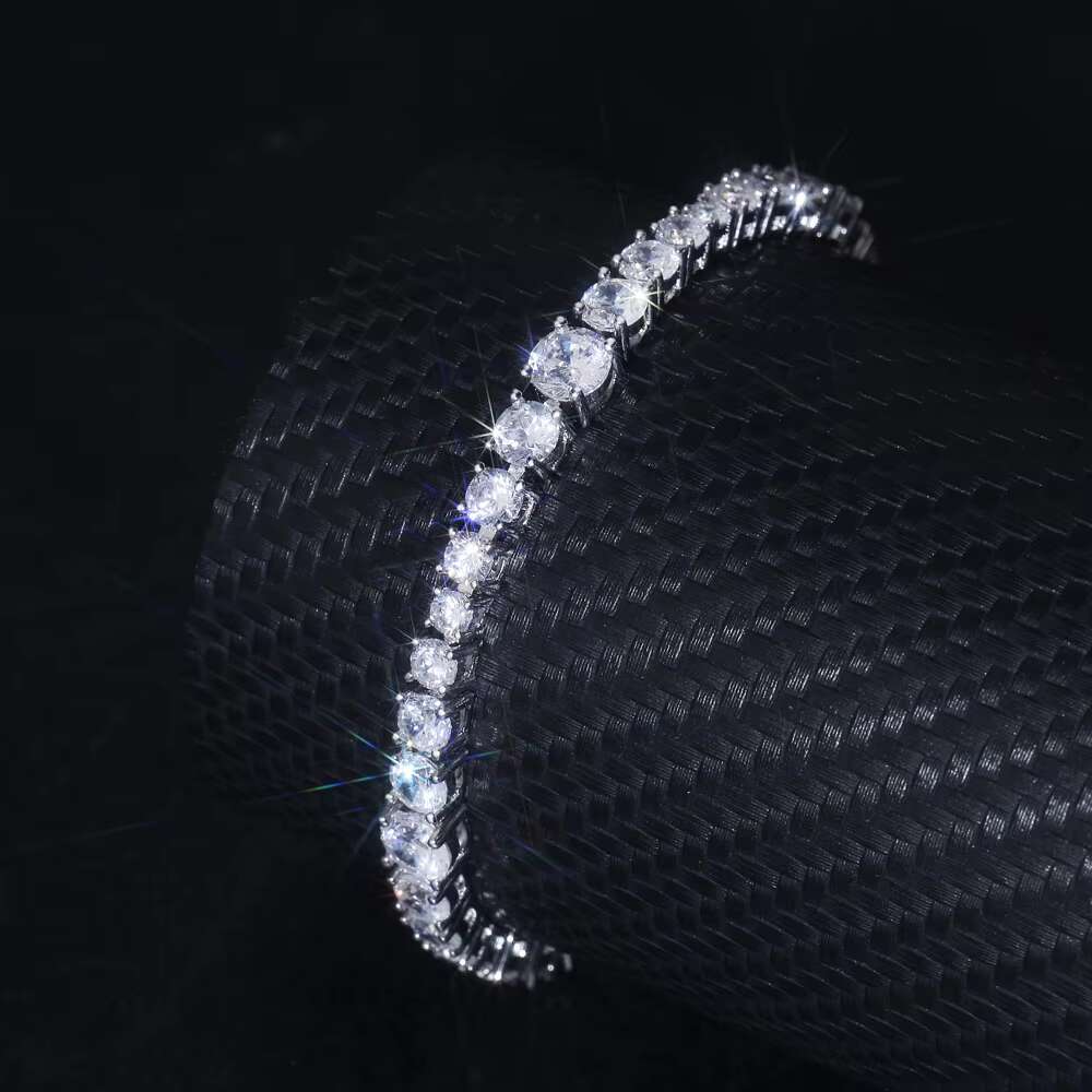 Wholesale Custom Fashion 925 Silver Lab Diamond GRA Moissanite Zircon Tennis Sterling Bracelet