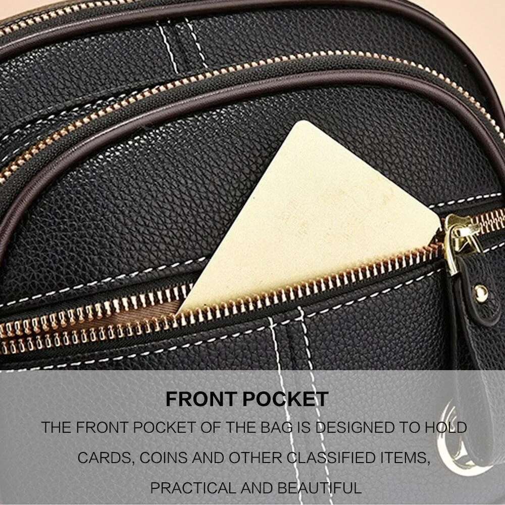 KISMIS Three-Layer Soft Leather Texture Crossbody Bag, Shoulder Bag With Large Capacity, Versatile Casual Fashion Ladies Handbag