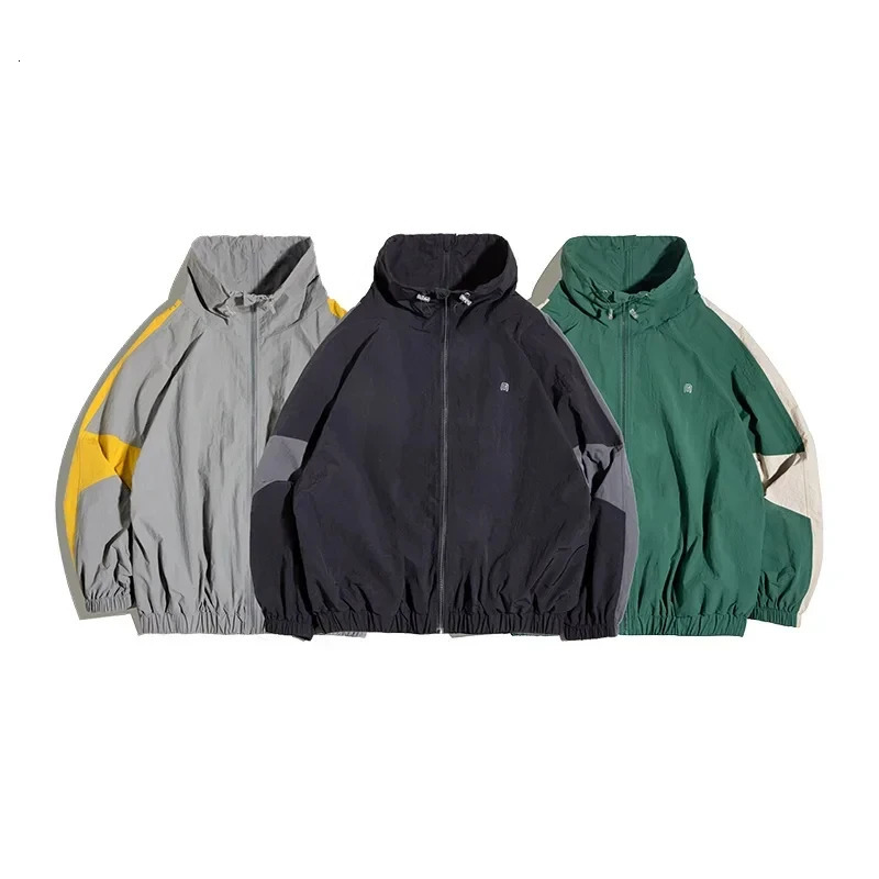 Maden casual detachable double zipper spliced jacket with an upright collar and loose fit suitable for mens spring autumn jackets 250409