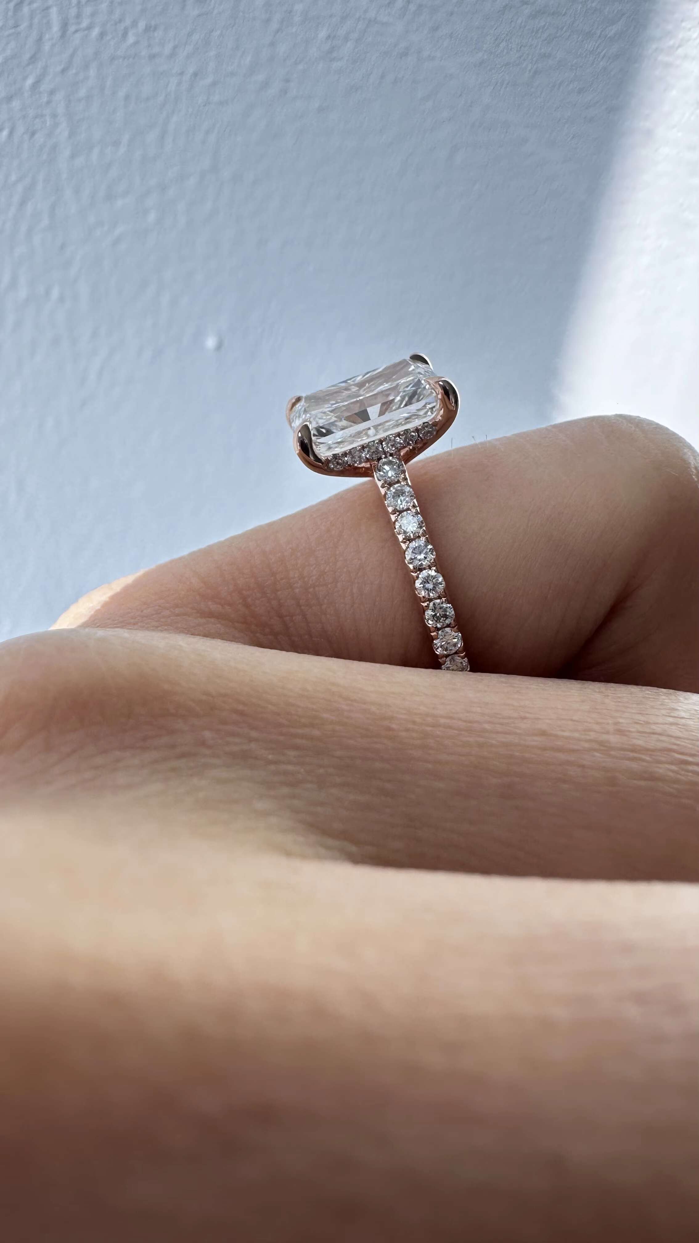 3ct DEF VS-VVS Radiant Cut Lab Diamond Engagement Ring With Hidden halo Sparkly Proposal Ring 100% Handmade Customize