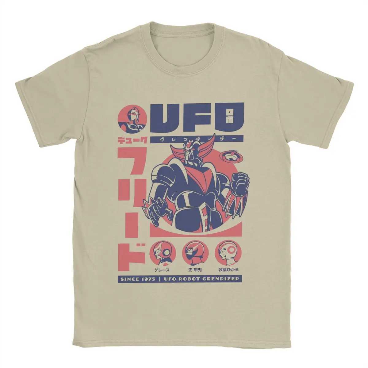 Grendizer Ufo Robot T-shirt Mens Pure Cotton Funny T-shirt Round Neck T-shirt Short Sleeve Large SizeXJ250409