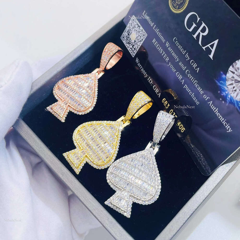 Iced out Jewelry Fashion hip hop Spade design custom Gold Sier Plated pendant VVS Moissanite Pendant