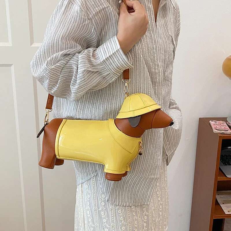 Cute Puppy Design PU Leather For Dog Shape Crossbody Bag Women Small Tote Bag