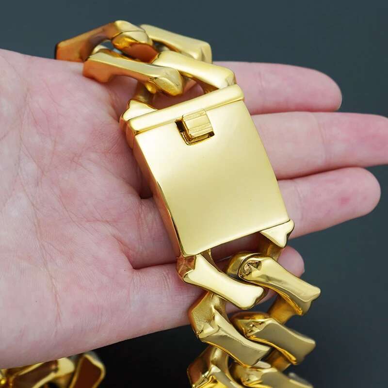 32mm Heavy Punk Gold Color Cuban Chain Necklace Bracelets Jewelry Men Women Hiphop Stainless Steel Bike Biker Choker Necklaces