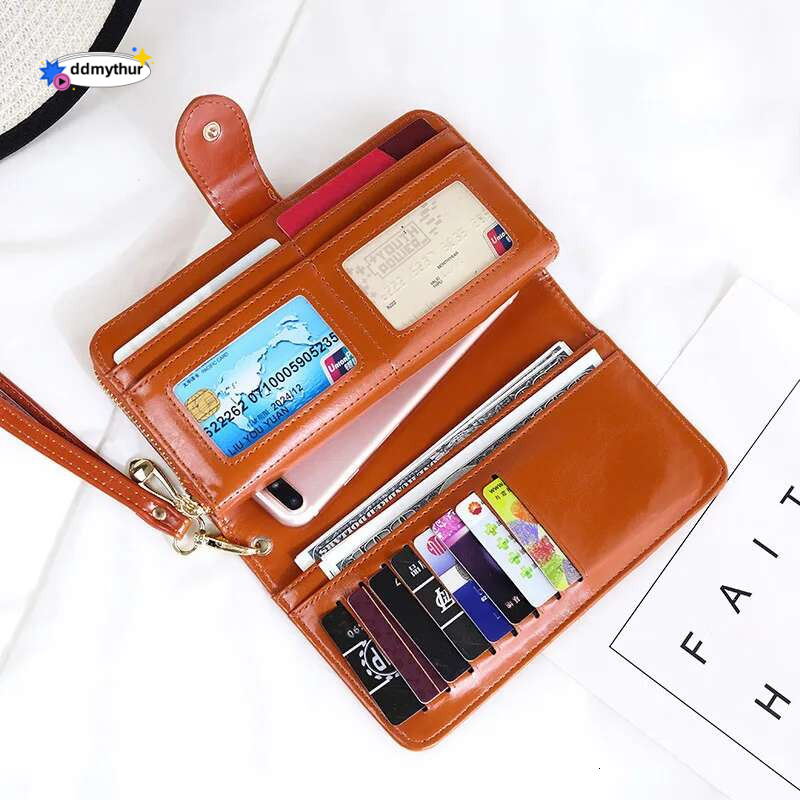 Women Vintage Pu Leather Ladies Purses Fashion Zipper Women's Wallet Money Coin Card Holder Female Long Clutch Purse ddmythur