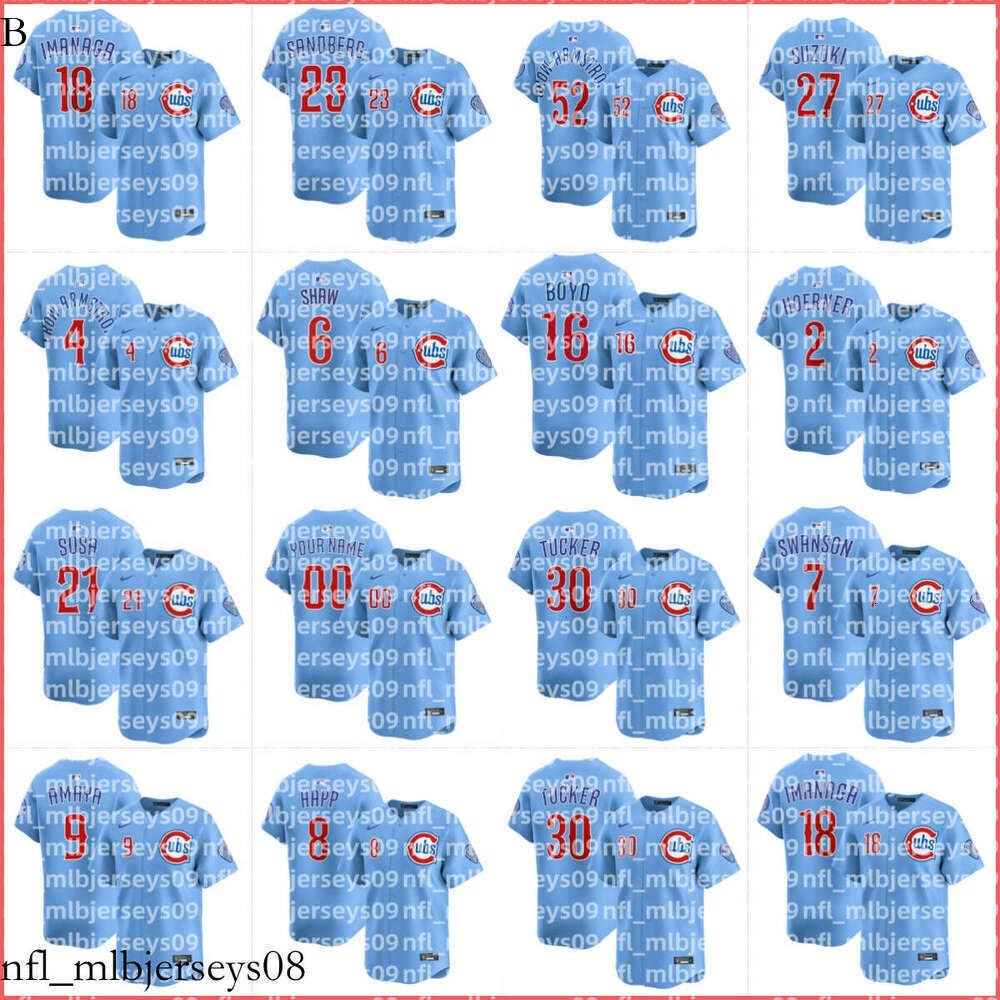 MLB Cubs 2nd Alternate Baseball Jersey Swanson Cody Bellinger Seiya Suzuki Ian Happ Ryne Sandberg Javier Assad Pete Crow-Armstrong Kyle Tucker Shota Imanaga Hoerner