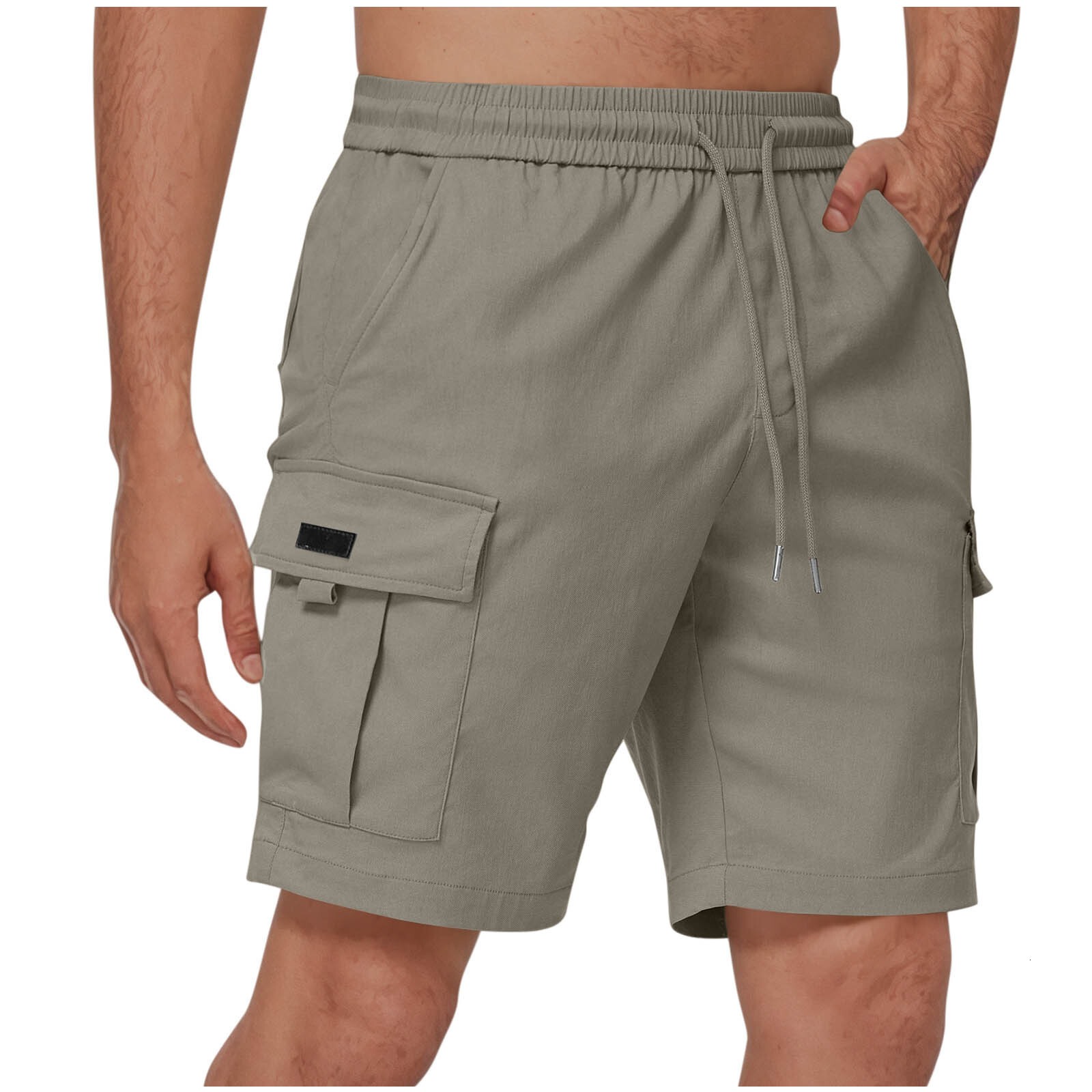 2025 New Designer Men Shorts 2025 Men's Solid Color Drawstring Elastic Waist Multi Pocket Straight Leg Five Quarter Shorts Work Casual Pants