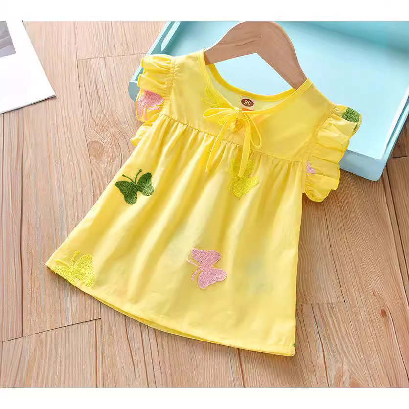 Ddmyshoesvip Girls Summer Clothes T Shirt Made Of Small And Medium Sized Cotton New Korean Style Embroidered Top Cool Doll Shirt