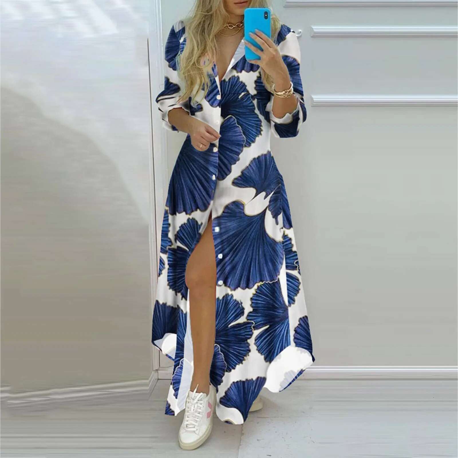 Dongdumaoyi Summer Women Boho Single Breasted Button Shirt Dress Turn Down Collar Irregular Long Female Sexy Printed Maxi Dresses Robe