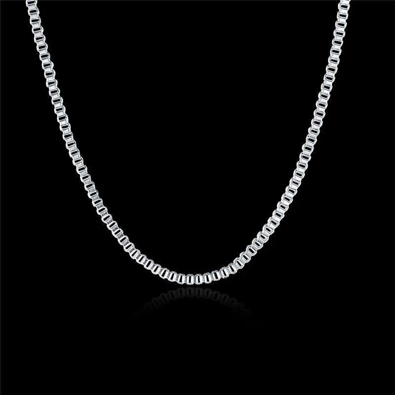 925 Sterling Silver Necklace 16/18/20/22/24 Inches Fine 1.5MM Box Chain For Women Top Quality Fashion Jewelry Christmas Gifts