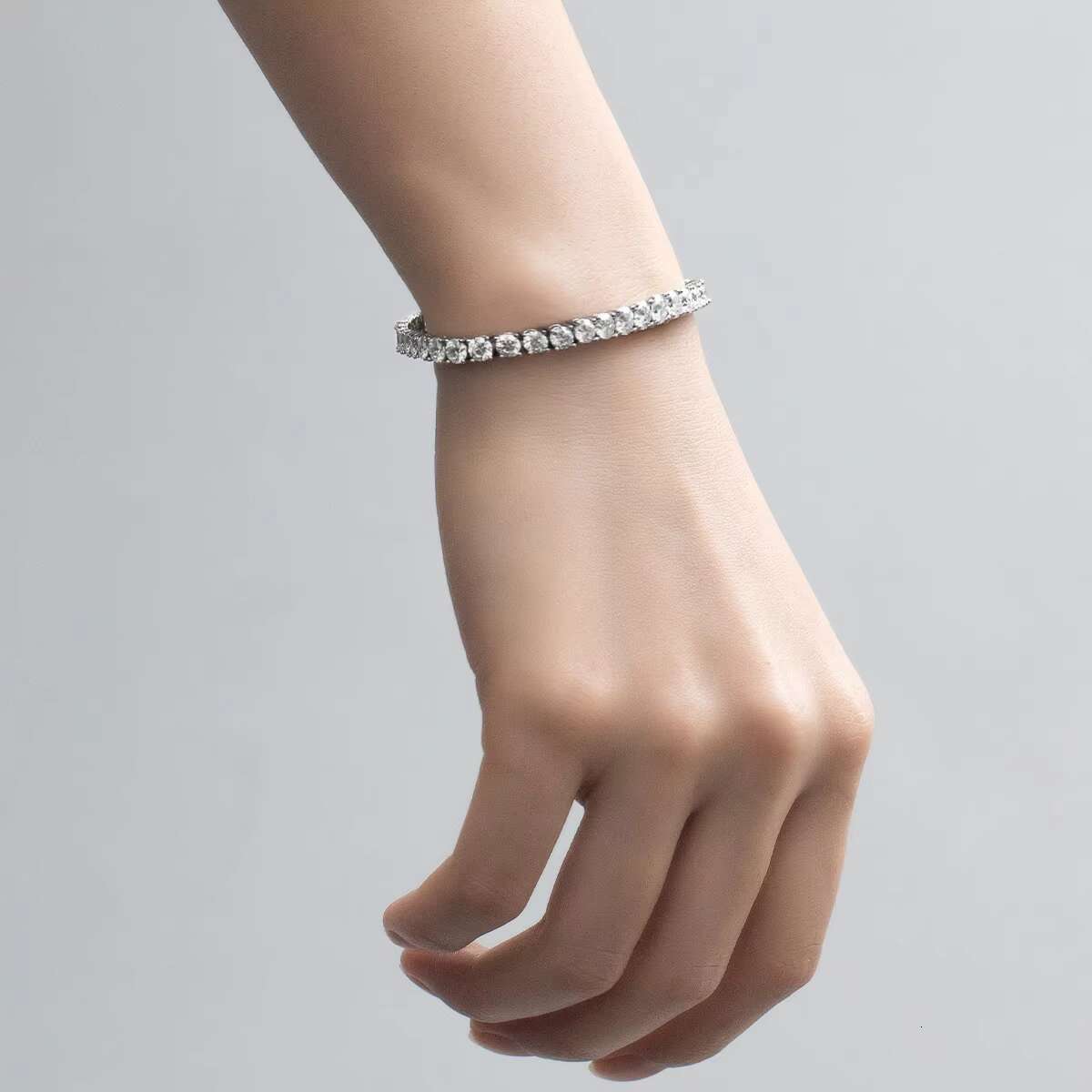 925 Sterling Silver Moissanite White Gold Plated Sparkling 2mm 3mm VVS GRA Wedding Brides Jewelry Tennis Bracelet for Women