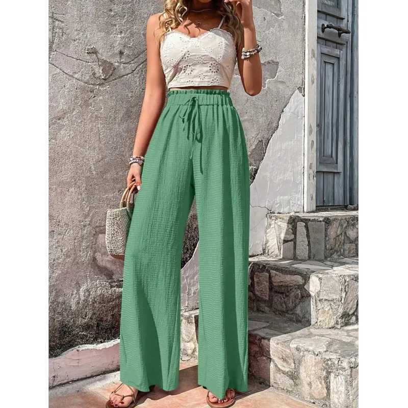 Womens Casual Solid Wide Leg Pants Spring and Autumn Fashion Pants High Waist Loose Full Match Straight Trio Women 2024XJ250403