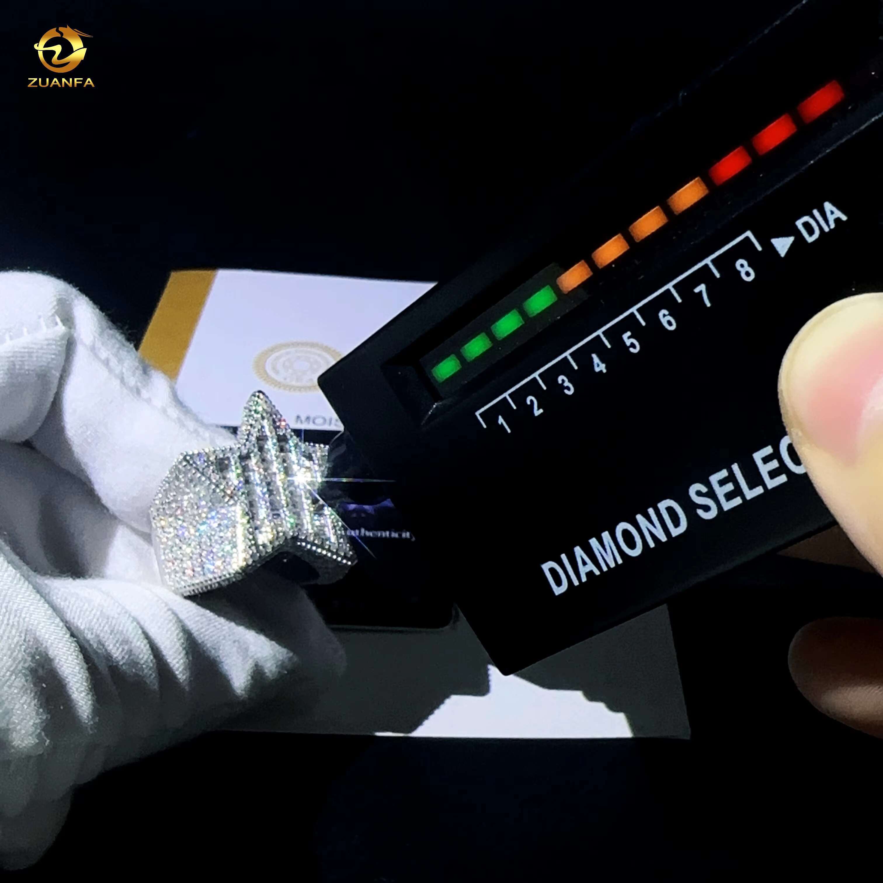 Wholesale GRA Certificate Hiphop Men Women Fine Jewelry Iced Out 925 Sterling Silver VVS Moissanite Diamond Star Ring