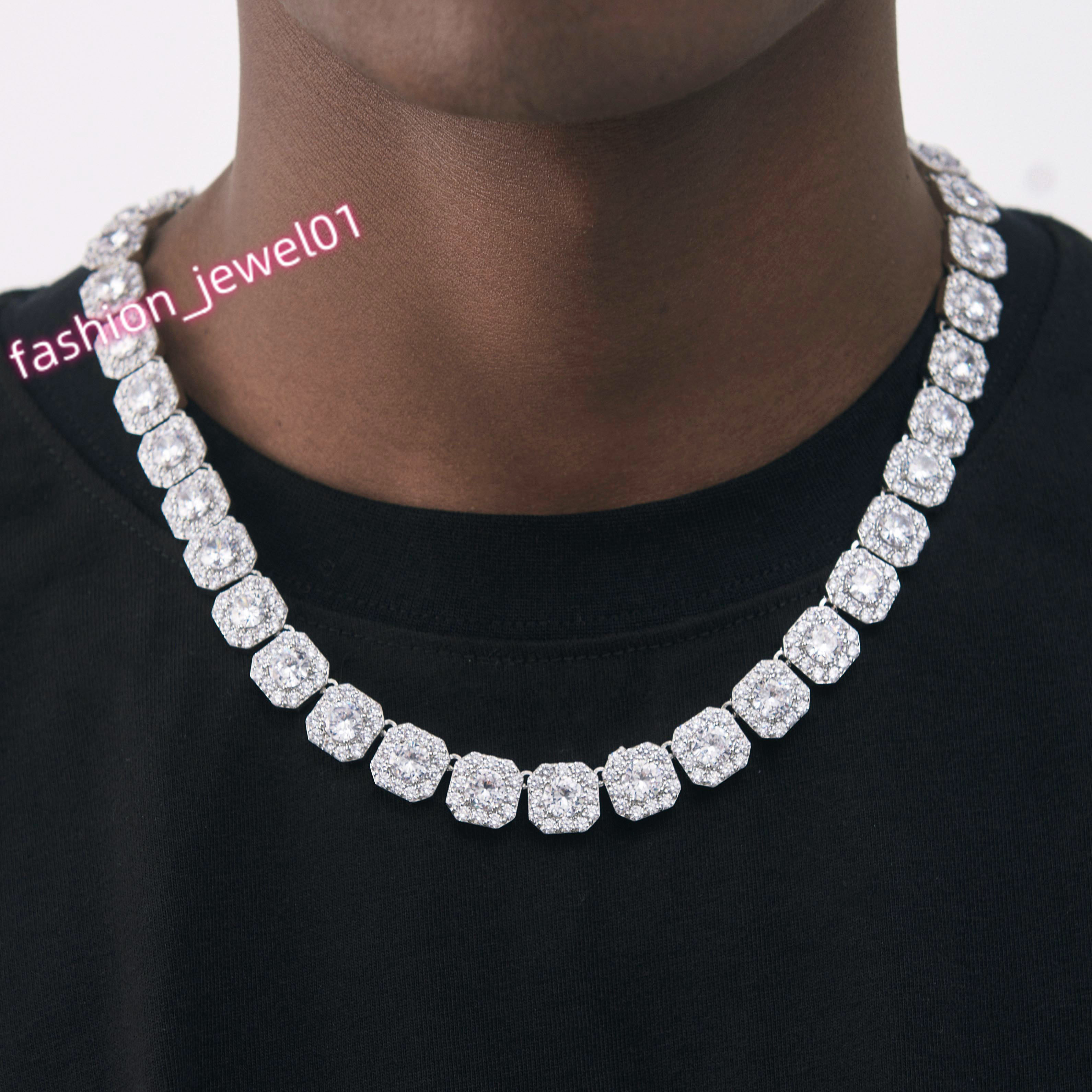 Hip Hop Clustered Necklace 925 Sterling Silver Diamond Custom 5mm Moissanite Men Tennis Chain