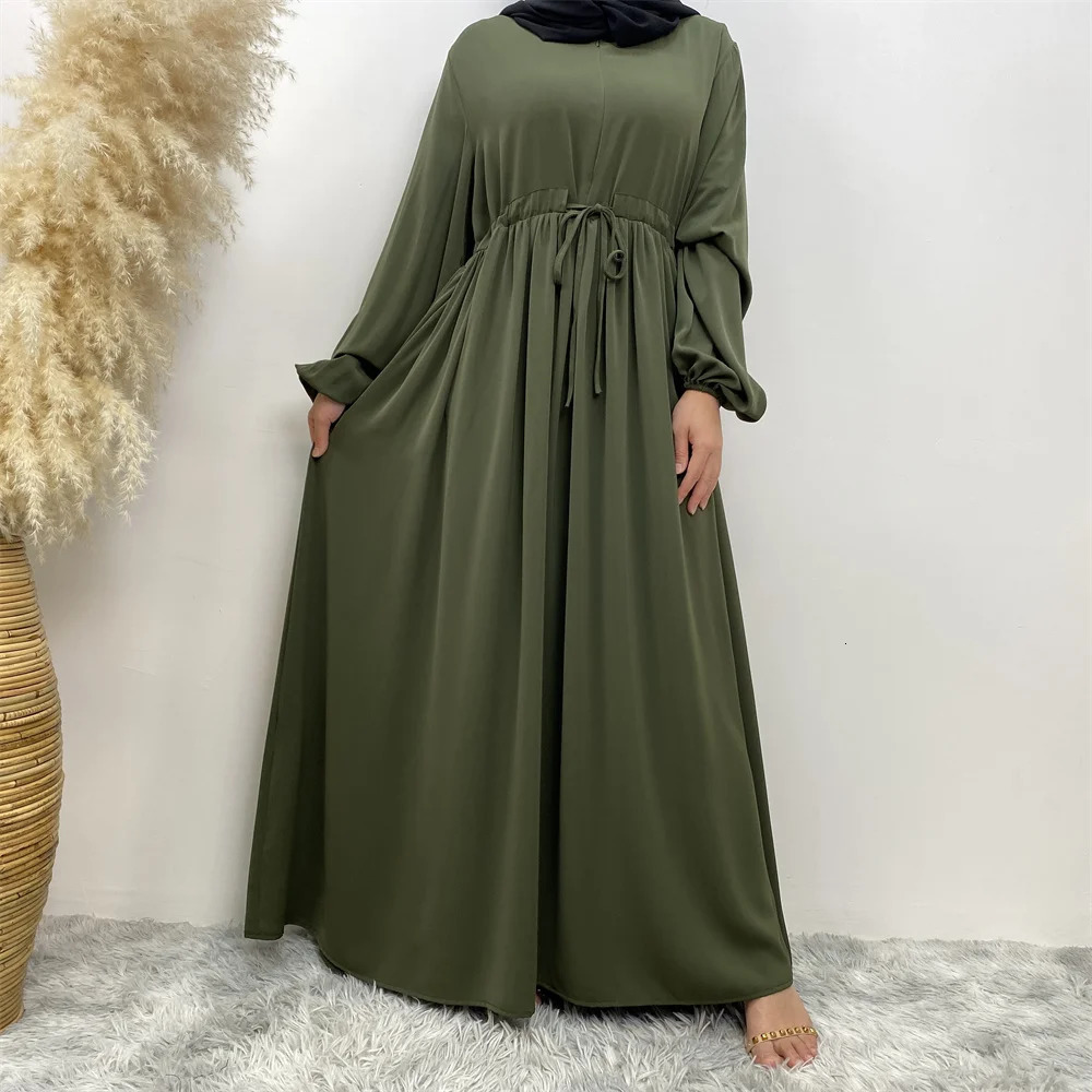 Muslim Eid al Fitr Long Dress Abaya Womens Humility Nida Zipper Front Dubai Islamic Kaftan Robe Evening 250409