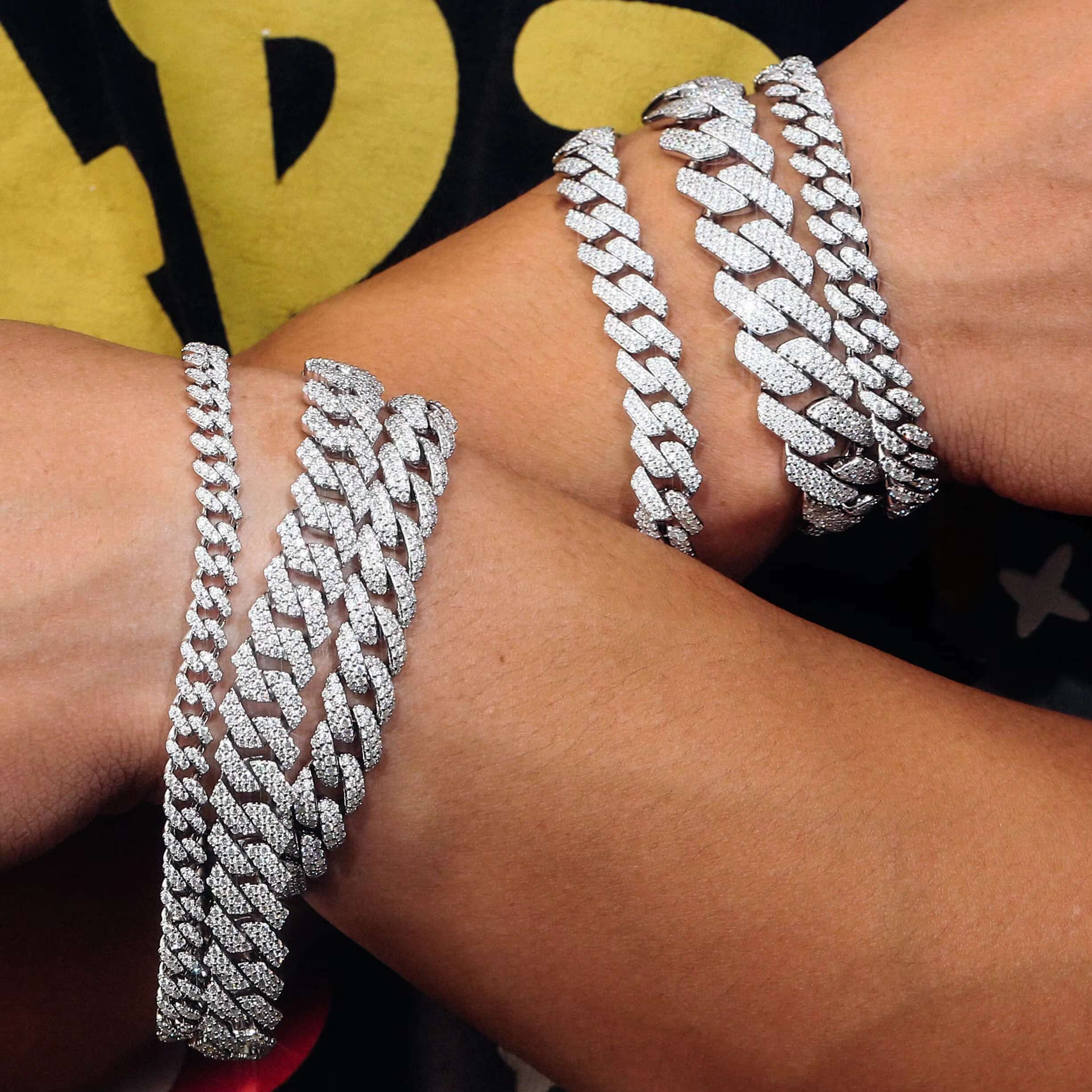 Hip Hop 6mm 8mm 10mm 12mm 15mm Moissanite Cuban Bracelet Miami Cuban Link Iced Out Bracelet 925 Silver Cuban Bracelet for Men