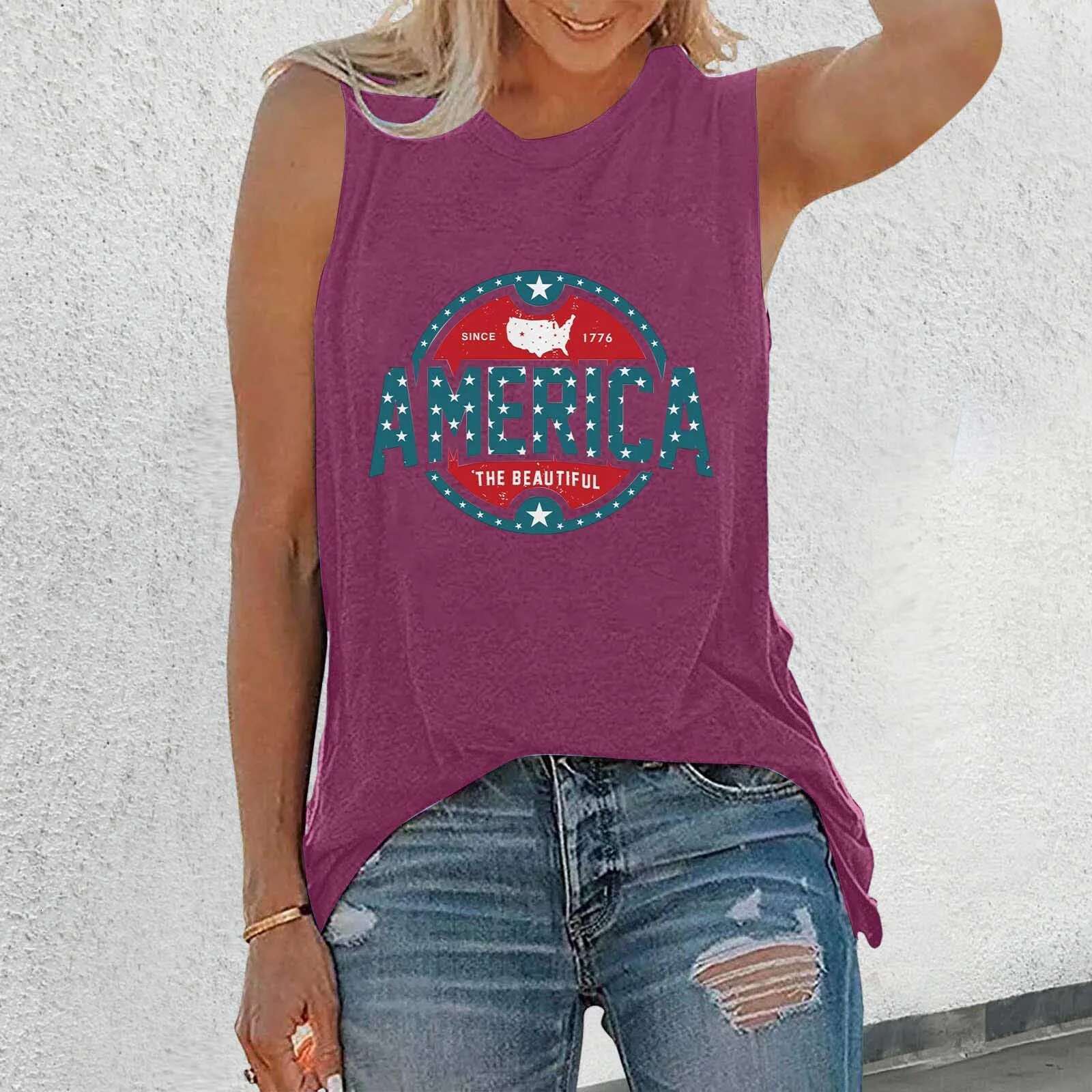 Dongdumaoyi Women S Independence Day Tanks Fashion Sleeveless Tank Tee Camisole Casual Top For Summer Women S Tight Underwear