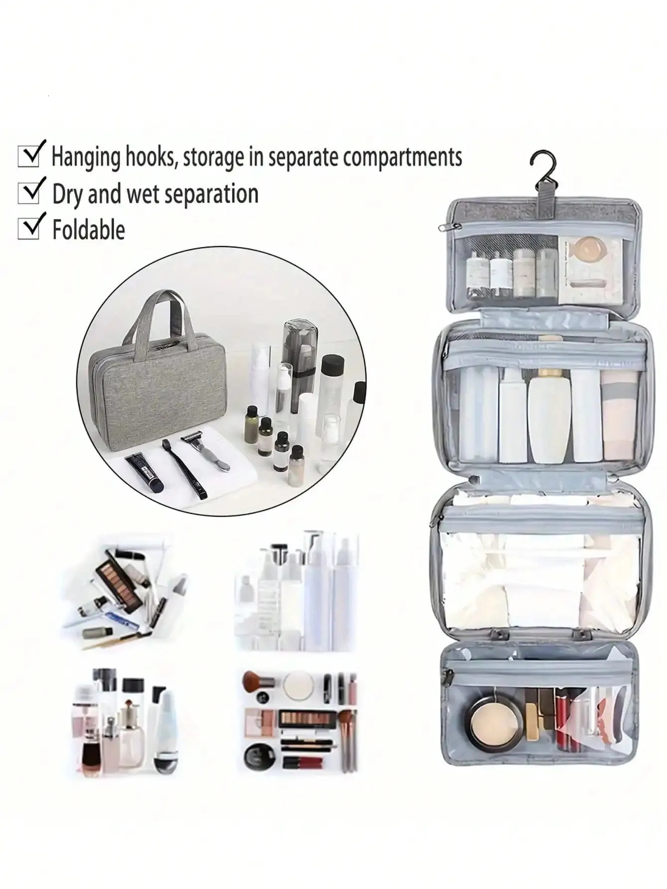 1 multifunctional folding wet dry separation toilet bag storage cosmetic suitable for women and girls traveling 250408