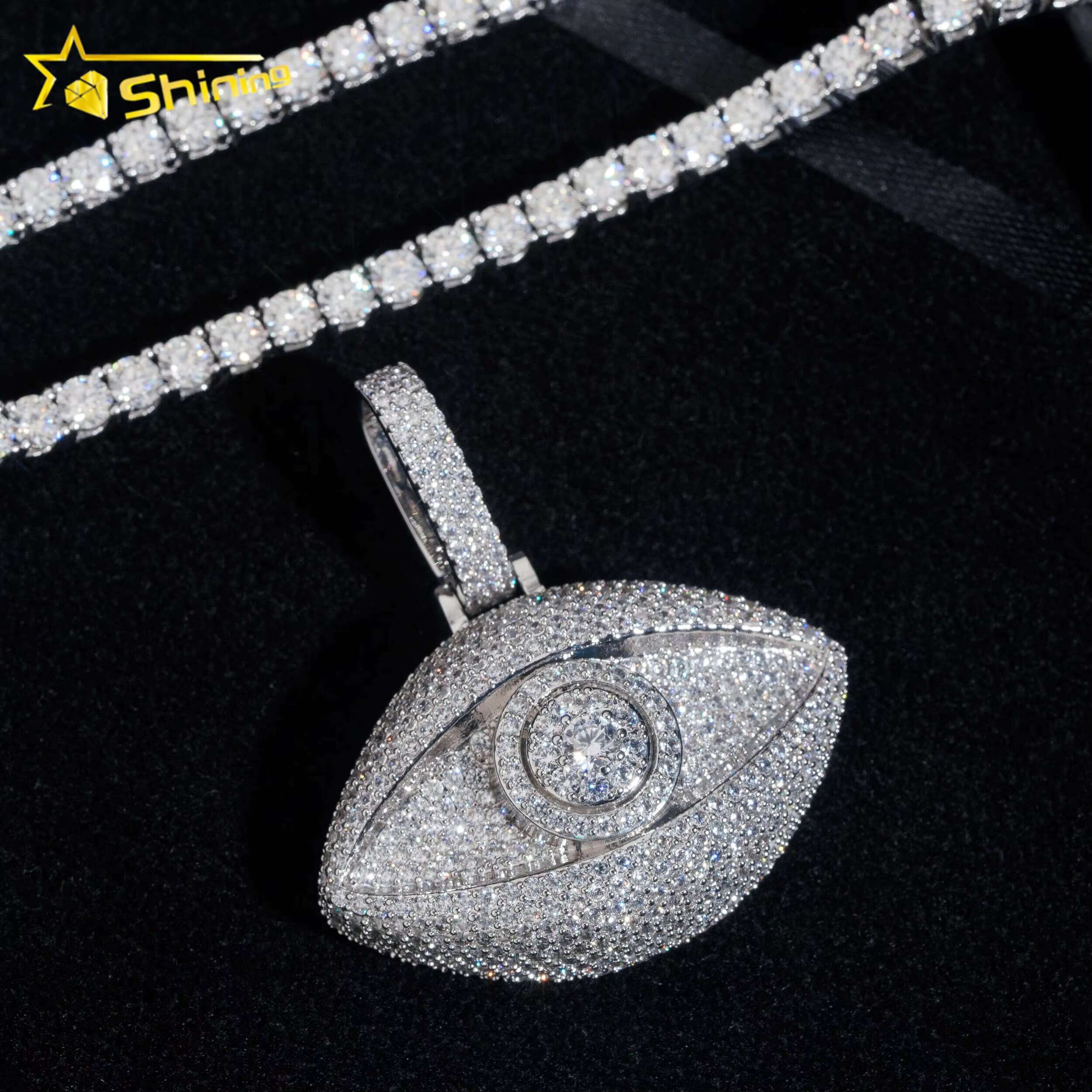 Pass Diamond Tester GRA Certificate 925 Sterling Silver Hip Hop 3D Eye VVS Moissanite Pendant