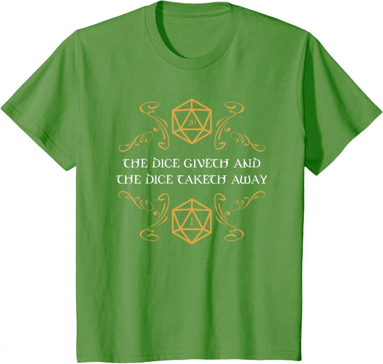 T shirt for Mens D20 Dice Giveth and Taketh Away Funny Nerdy Graphic Tee Casual Tops Clothes Short sleeve