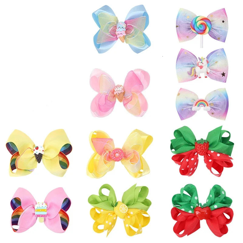 Girls Bow Hair Clip Cake Sprint Grosgrain Ribbon Hair Clip Summer Alligator Hair Clip 250409