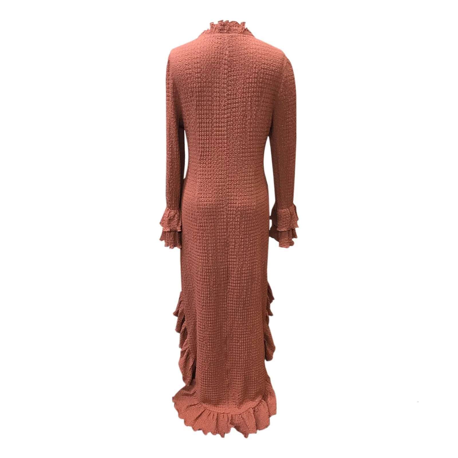 Dongdumaoyi Ethnic Retro Solid Ruffle Irregular Dress Women Spring V Neck Slim Party Long Autumn Butterfly Sleeve Boho Maxi
