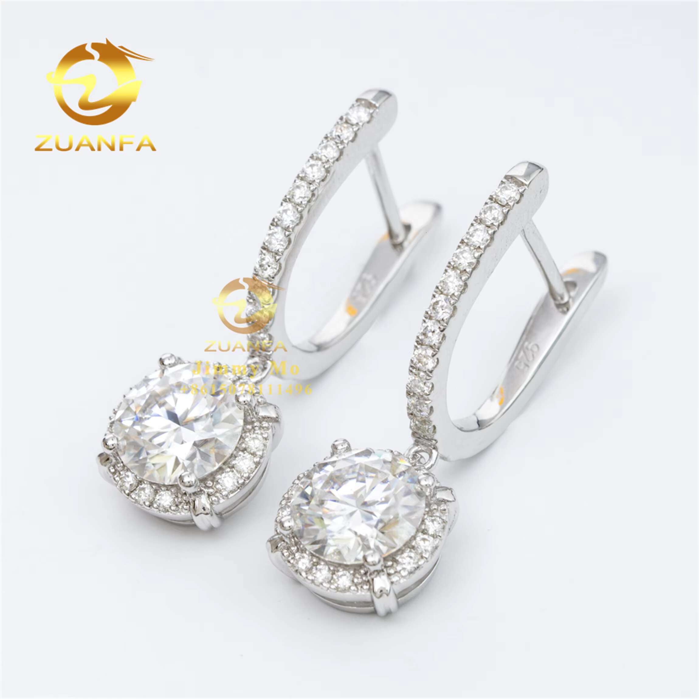 Pass Diamond Tester Elegant Luxury Style Hip Hop Iced Out Jewelry 925 Silver VVS1 Moissanite Diamond Drop Huggie Earrings Women