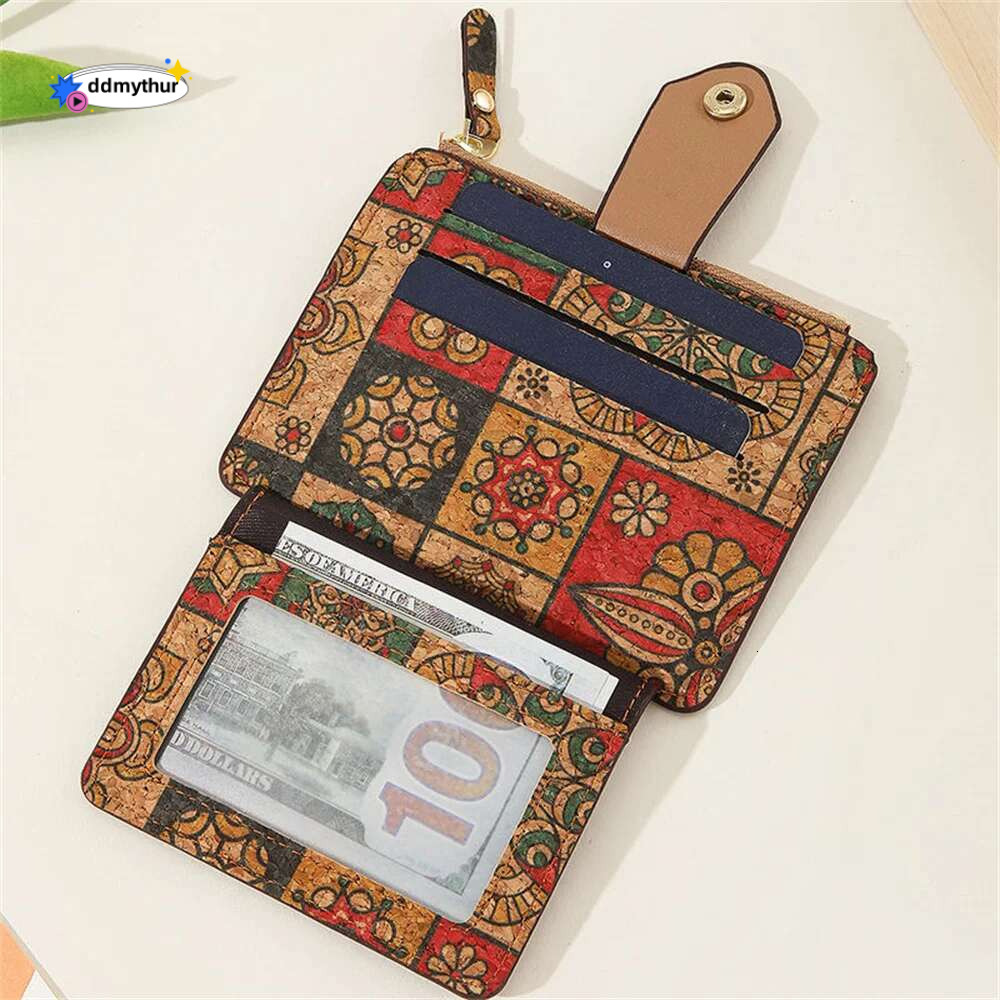 Retro Holder Exquisite Wallet Multi Case Cork Ultra Thin Card Pocket Zipper Small Wallets Big Capacity Coin Purse New ddmythur