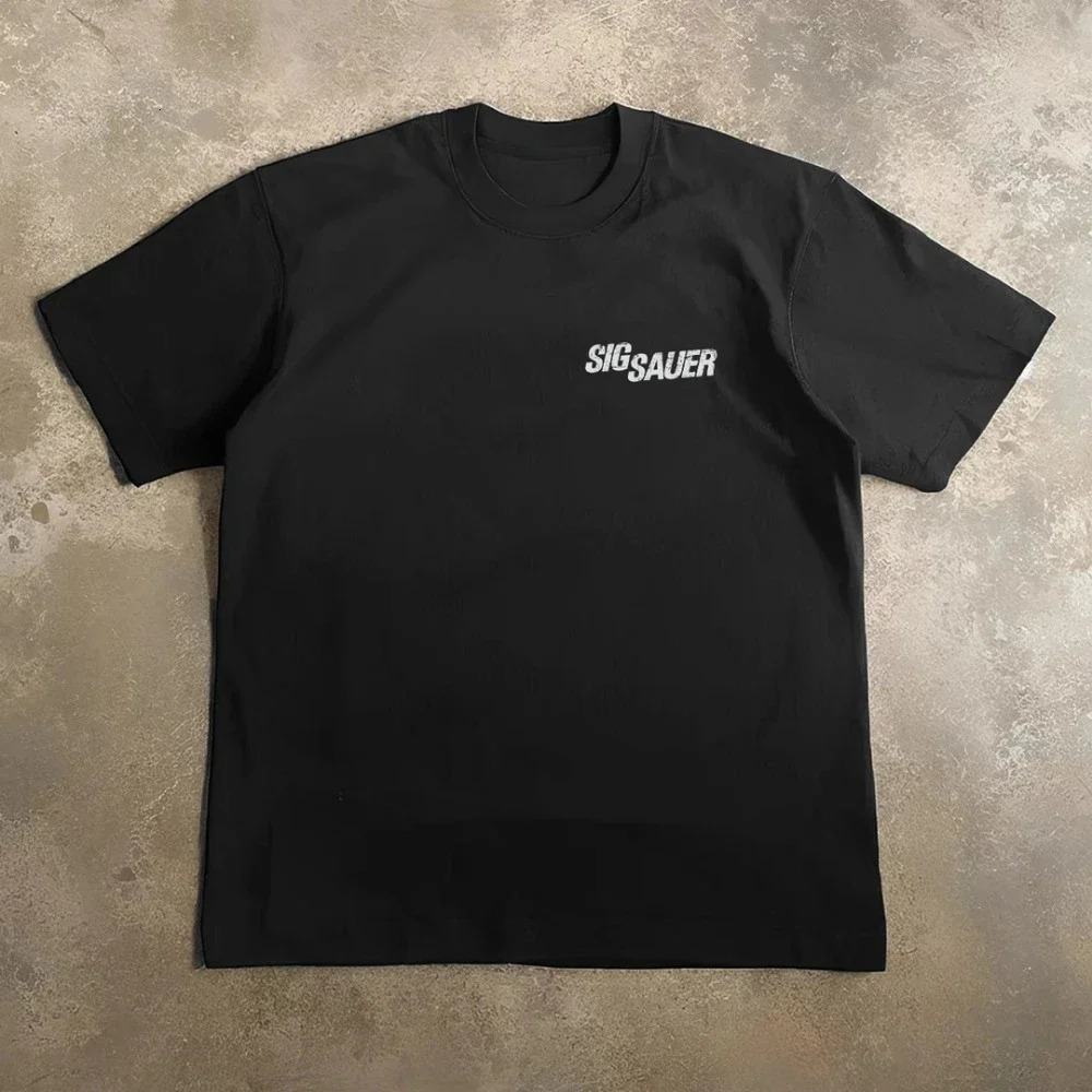 Summer printed Sigsauer M18 Graphic Tshirt mens breathable casual loose sports 100% cotton top 250409