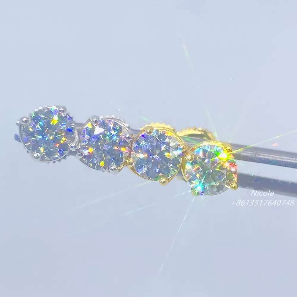 Hot Sale Mens Earring Ear Stud Mini Gold Plated Screw Back Vvs Mens Moissanite Earrings