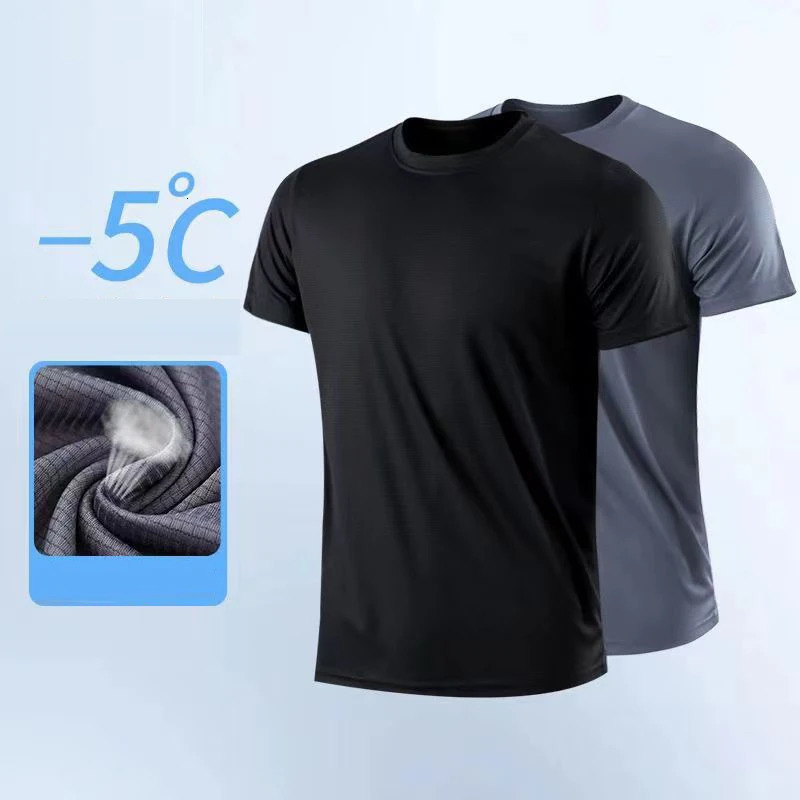 No mens quick drying short sleeved gym running moisturizing round neck Tshirt training sports shirt top 250409